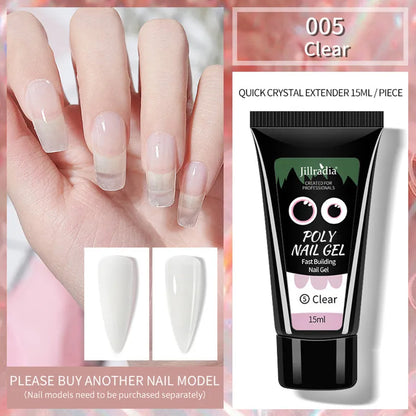 15ml crystal extension gel phototherapy model gel in eight shades including soft pink, clear and rose pink