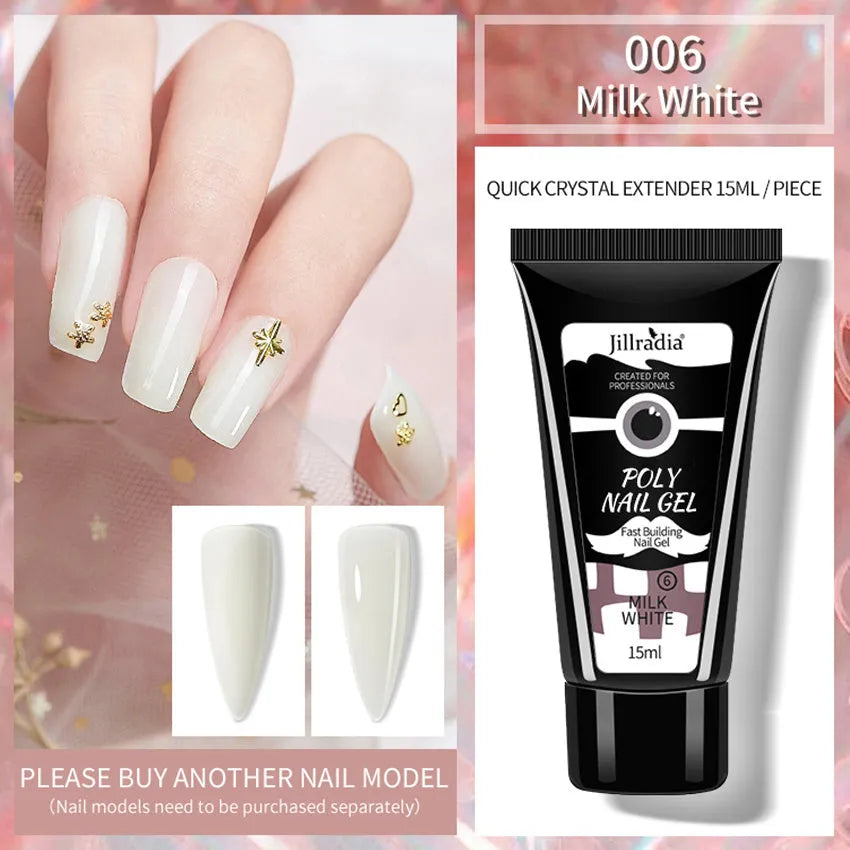 15ml crystal extension gel phototherapy model gel in eight shades including soft pink, clear and rose pink