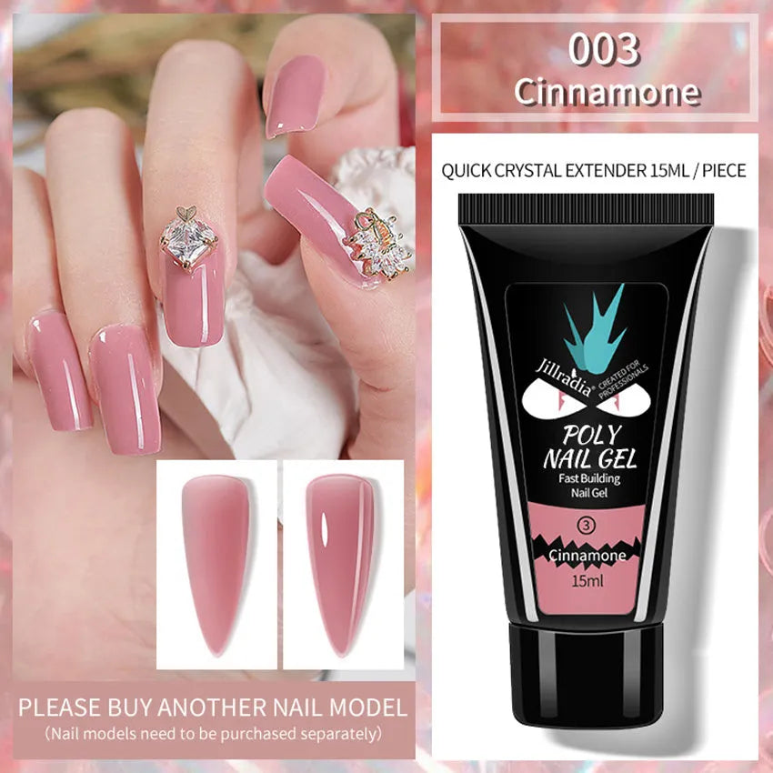 15ml crystal extension gel phototherapy model gel in eight shades including soft pink, clear and rose pink
