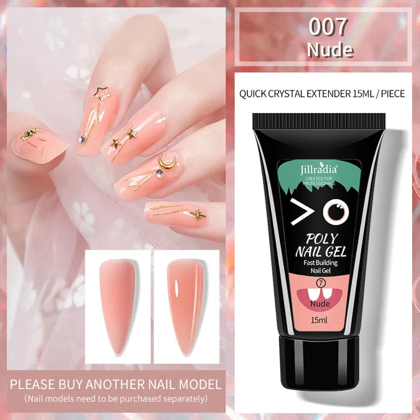 15ml crystal extension gel phototherapy model gel in eight shades including soft pink, clear and rose pink