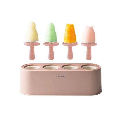 Household popsicle maker with silicone box and PP handle in four colors