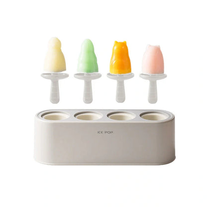 Household popsicle maker with silicone box and PP handle in four colors