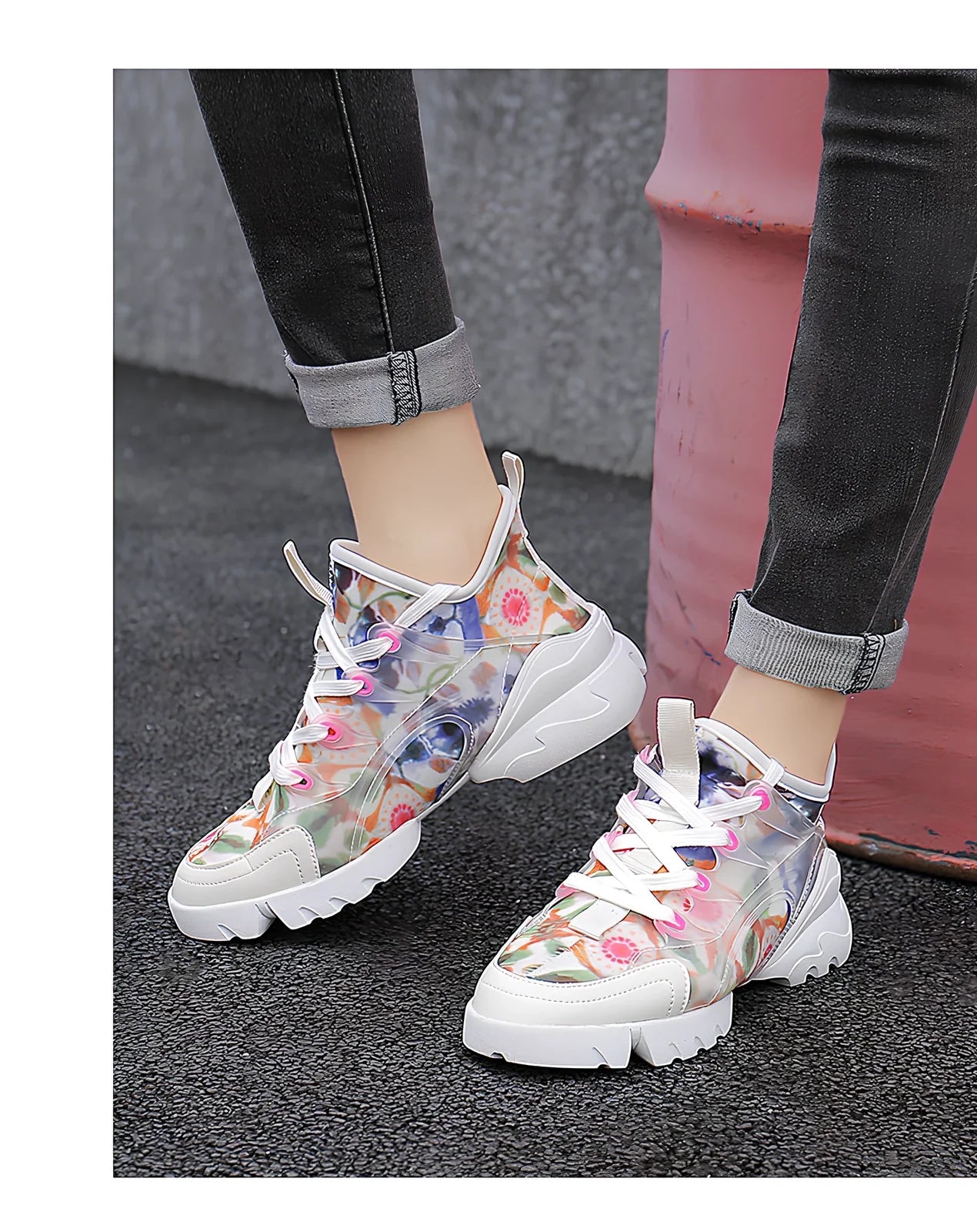 Women's outdoor walking shoes with leather-Lycra upper, cotton lining, and rubber sole in multiple colours