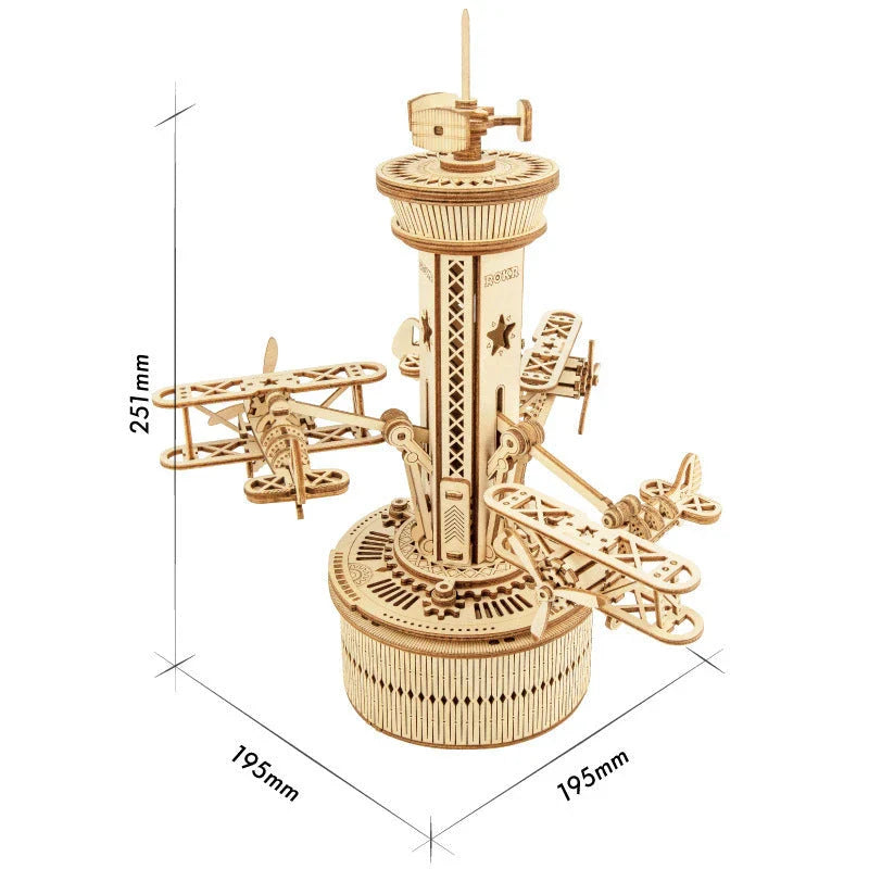 A 3D wooden music box with a rotating starry night scene and classic melodic tunes
