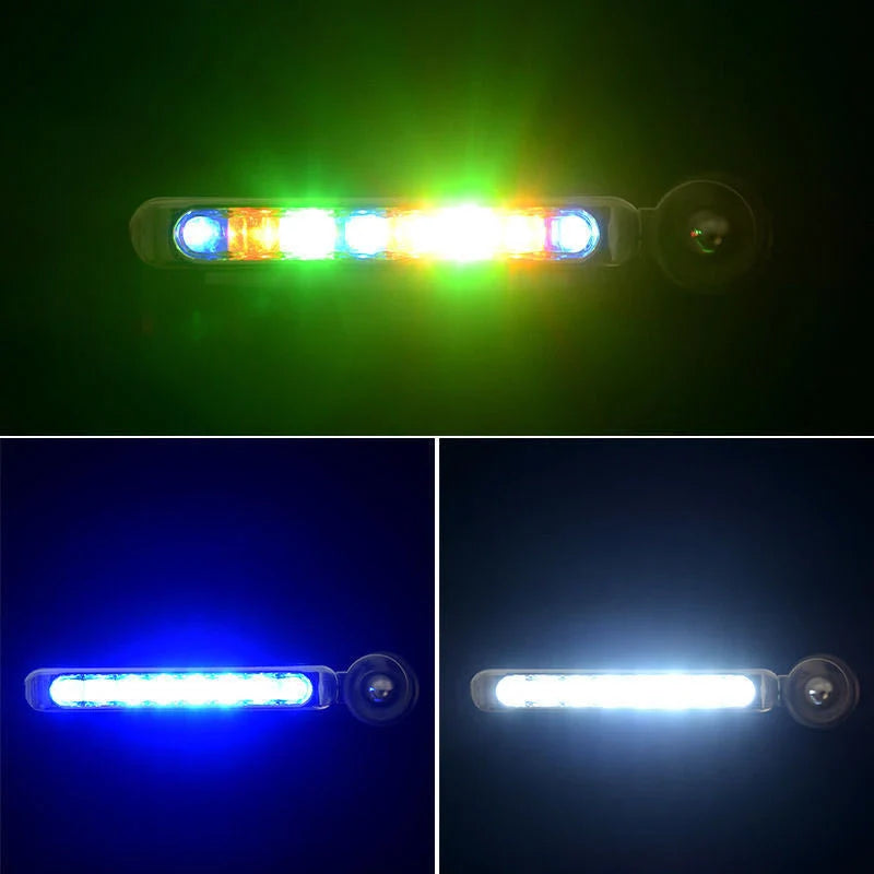 Wind-powered LED daytime running lights for cars and motorcycles in colorful, white, and blue options