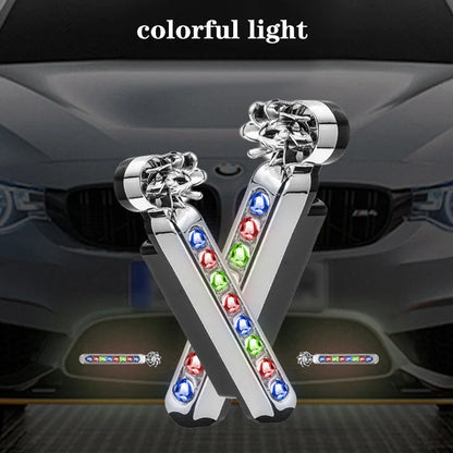 Wind-powered LED daytime running lights for cars and motorcycles in colorful, white, and blue options