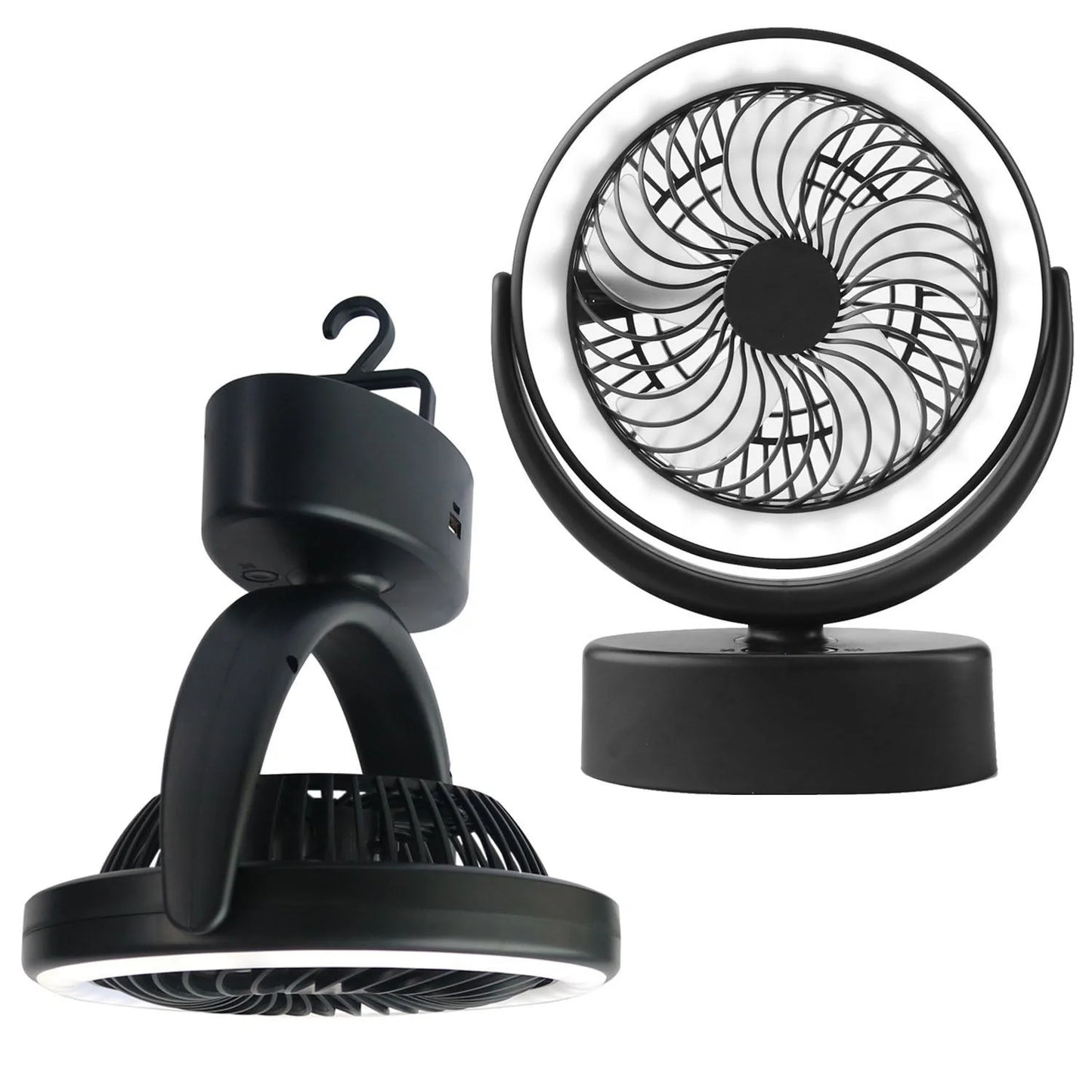 Portable LED Camping Lantern with adjustable fan and 18 high-brightness LED lights