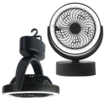 Portable LED Camping Lantern with adjustable fan and 18 high-brightness LED lights