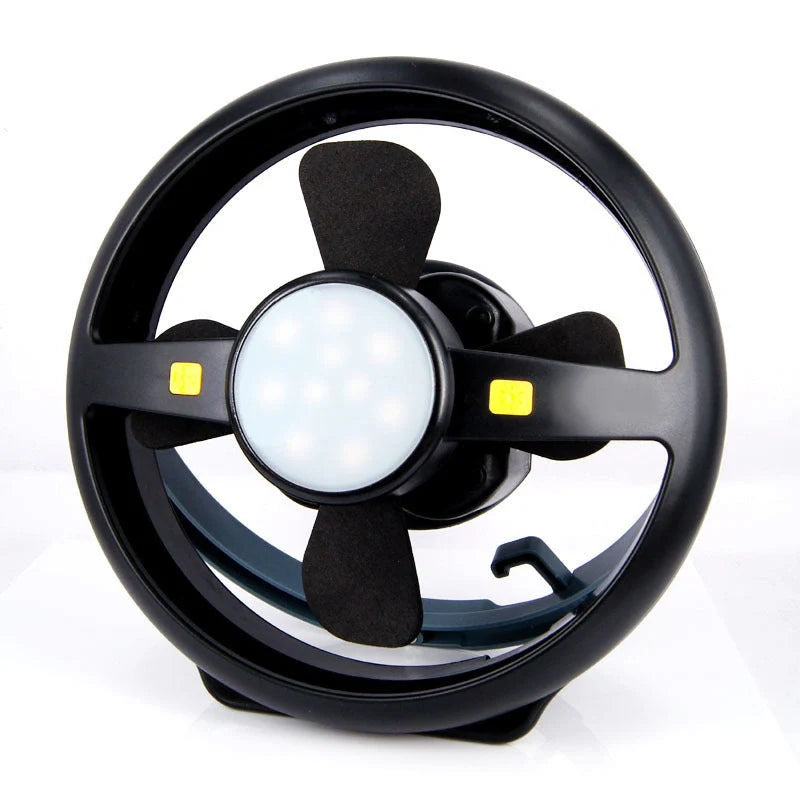Portable LED Camping Lantern with adjustable fan and 18 high-brightness LED lights