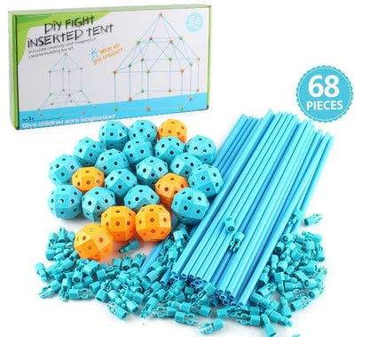 Kids DIY 3D Construction Fort Building Kit with colorful sticks and balls