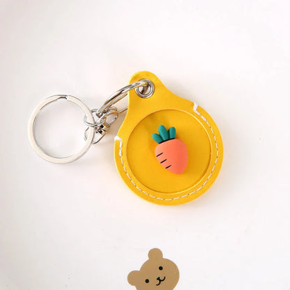 Fruit-themed silicone protective case for Apple AirTag with keychain