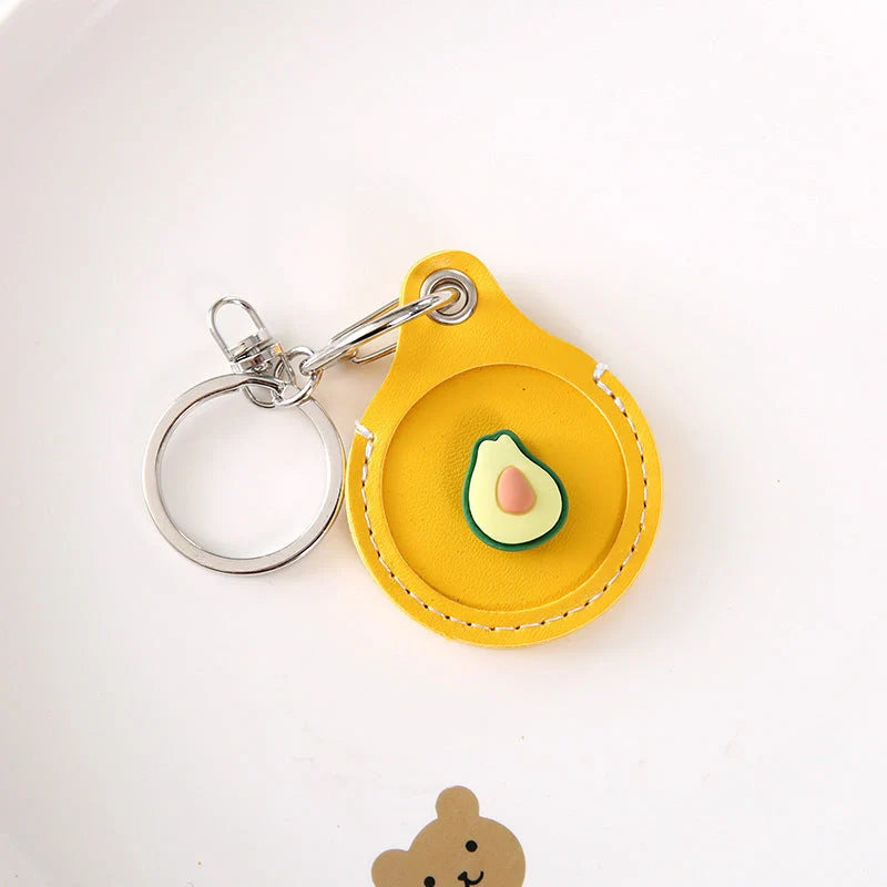 Fruit-themed silicone protective case for Apple AirTag with keychain