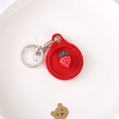 Fruit-themed silicone protective case for Apple AirTag with keychain