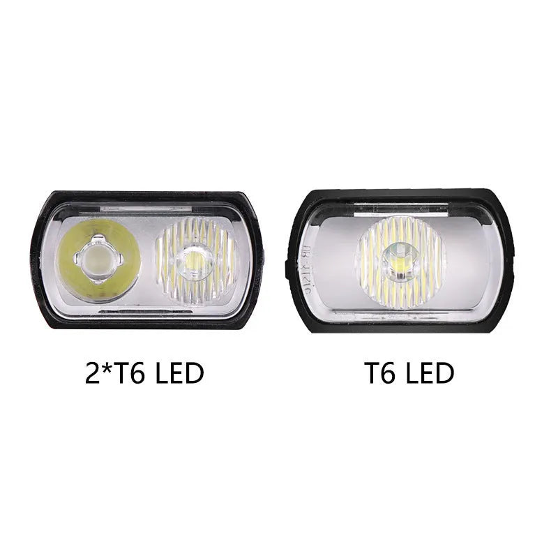 USB rechargeable bike light with double T6 lamp beads, 1200 lumens, aluminium alloy frame, IPX-6 waterproof