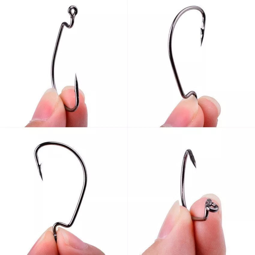 High carbon steel soft insect lure bait sea fishing grouper narrow wide belly crank hook