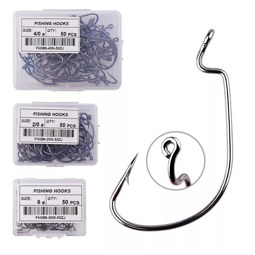 High carbon steel soft insect lure bait sea fishing grouper narrow wide belly crank hook