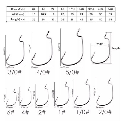High carbon steel soft insect lure bait sea fishing grouper narrow wide belly crank hook