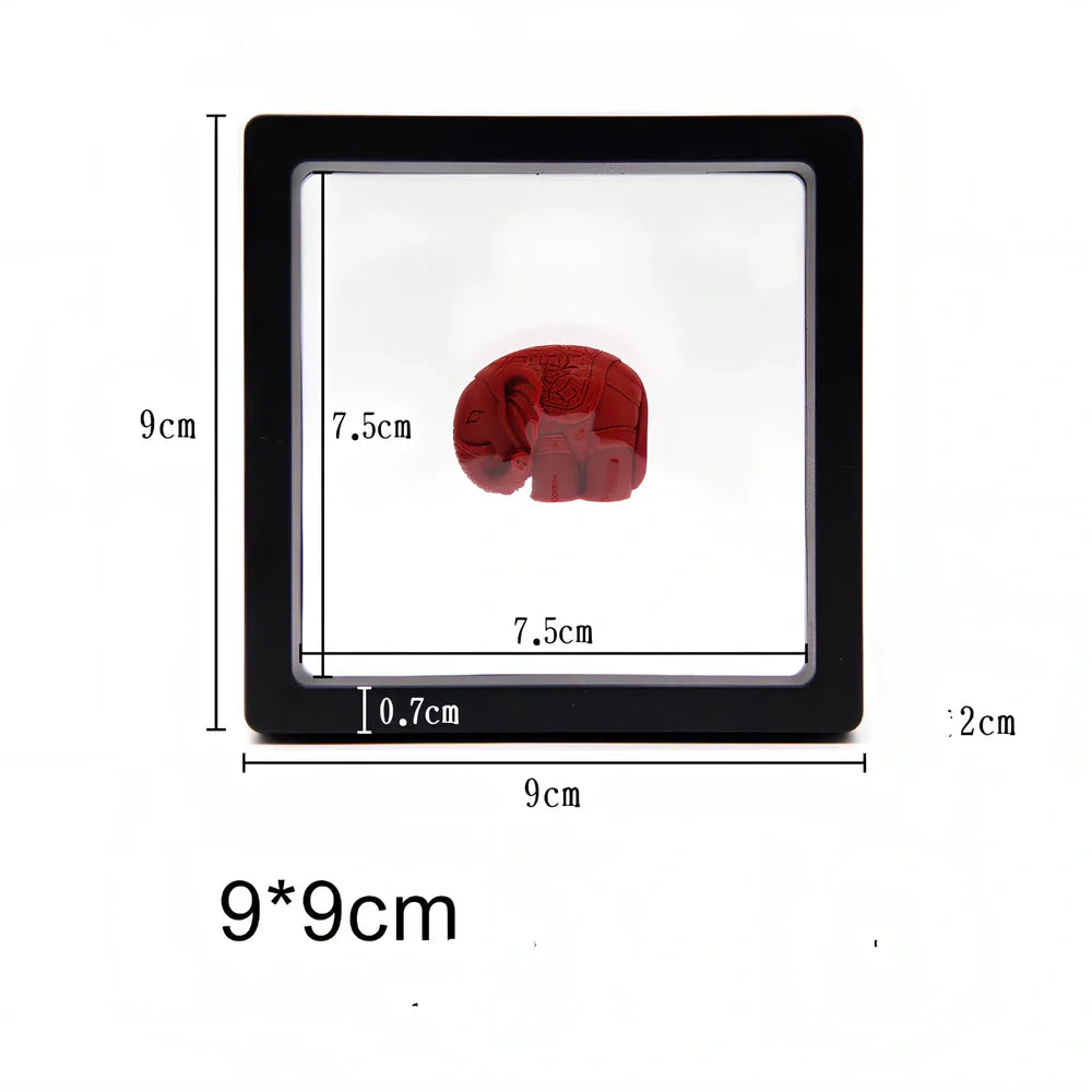 Black 11x11cm suspended 3D floating display frame holder with square base for coins and gems