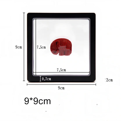 Black 11x11cm suspended 3D floating display frame holder with square base for coins and gems