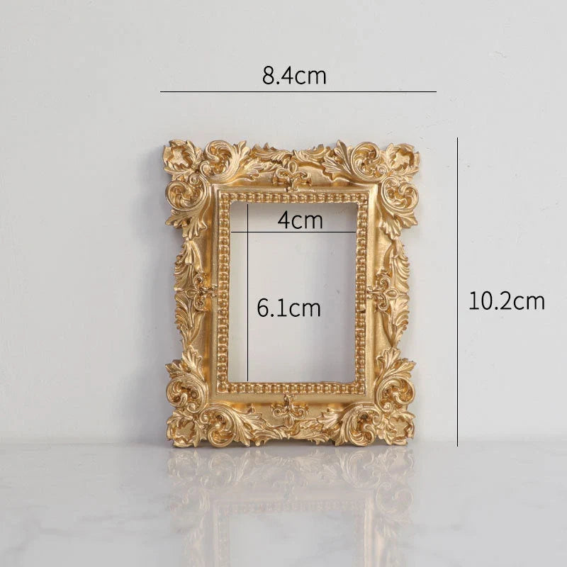 Nordic-style golden retro photo frame for jewelry and art display