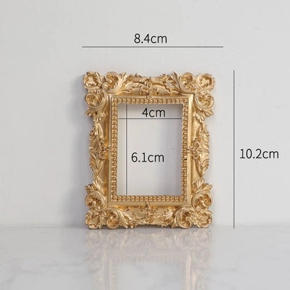 Nordic-style golden retro photo frame for jewelry and art display