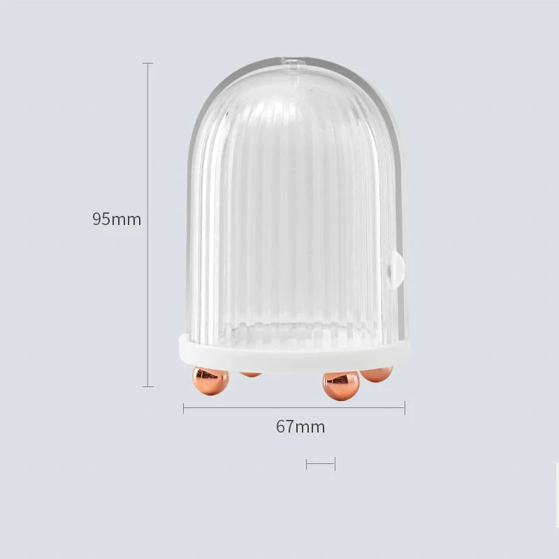 Transparent birdcage cosmetic storage box for makeup sponges, dustproof cover, 67x67x95mm