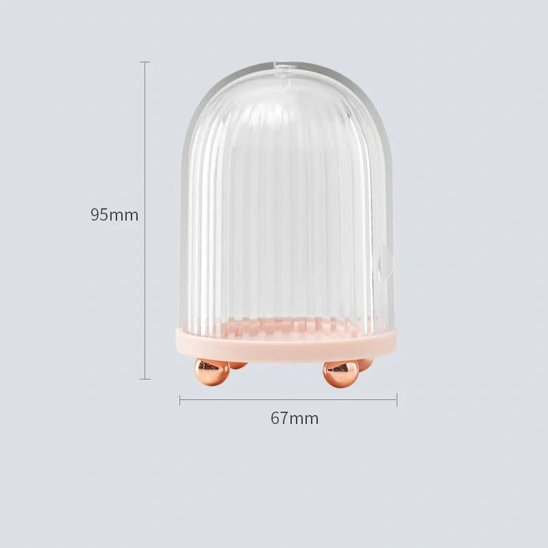Transparent birdcage cosmetic storage box for makeup sponges, dustproof cover, 67x67x95mm