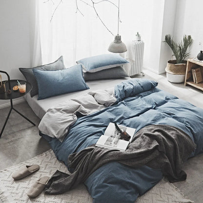 Washed cotton Nordic bedding set in Graphite Grey with reactive dye colours and 48x74cm pillowcases