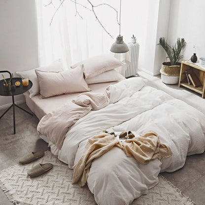 Washed cotton Nordic bedding set in Graphite Grey with reactive dye colours and 48x74cm pillowcases