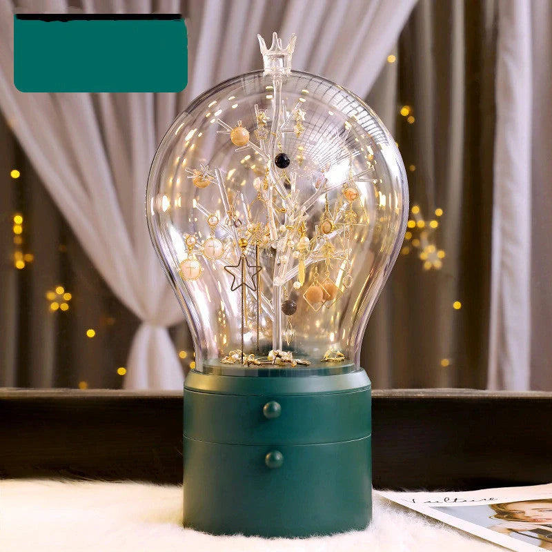 LED Light Makeup Organizer with 360-degree rotation and dual lighting options