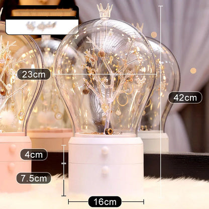 LED Light Makeup Organizer with 360-degree rotation and dual lighting options