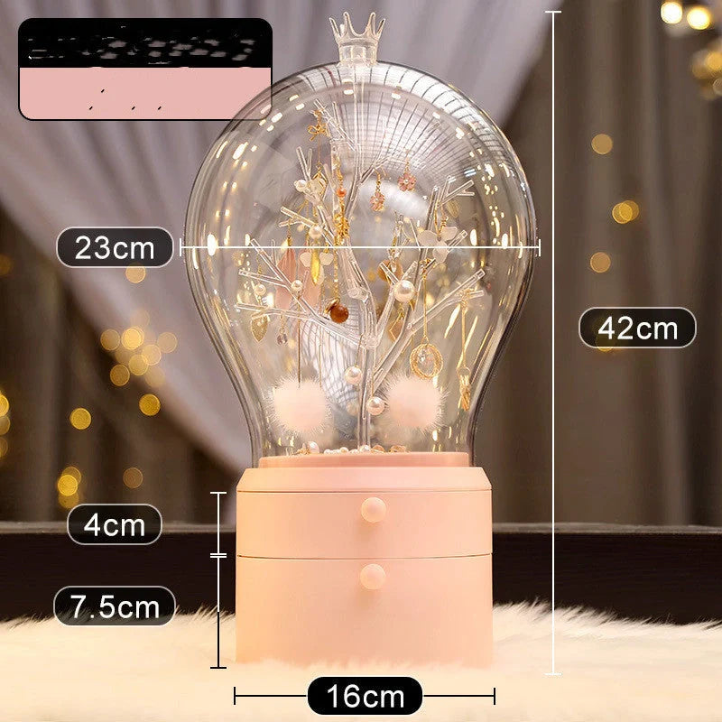 LED Light Makeup Organizer with 360-degree rotation and dual lighting options
