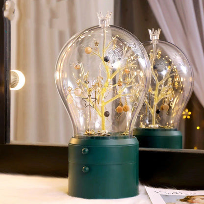 LED Light Makeup Organizer with 360-degree rotation and dual lighting options