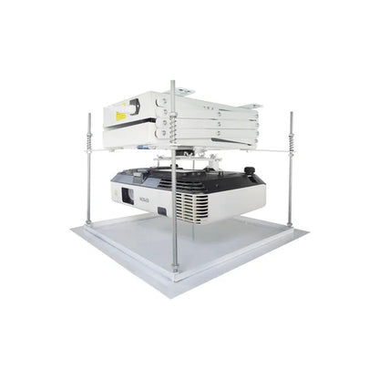 Wireless remote controlled electric projector lifting hanger with ultra-thin steel chassis.