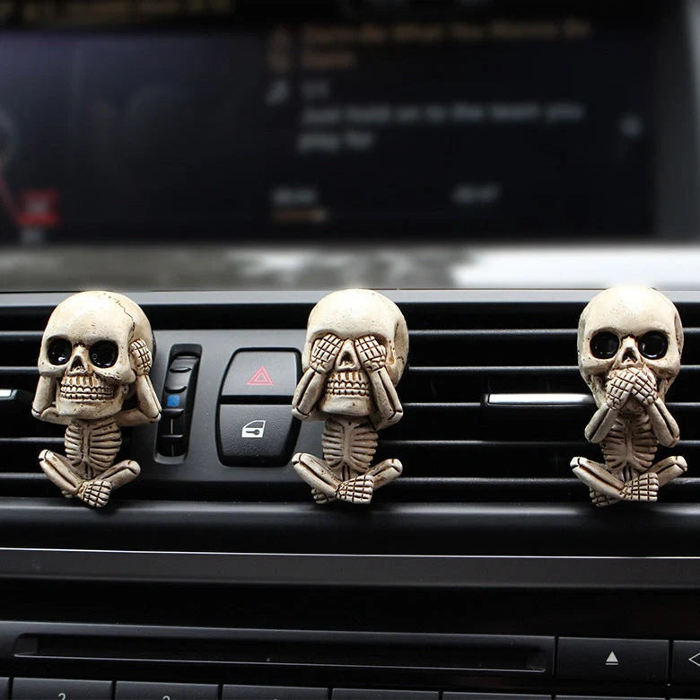 Skull car ornaments with air freshener, European cartoon style ghost head decor