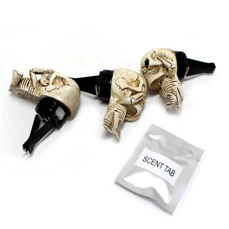 Skull car ornaments with air freshener, European cartoon style ghost head decor
