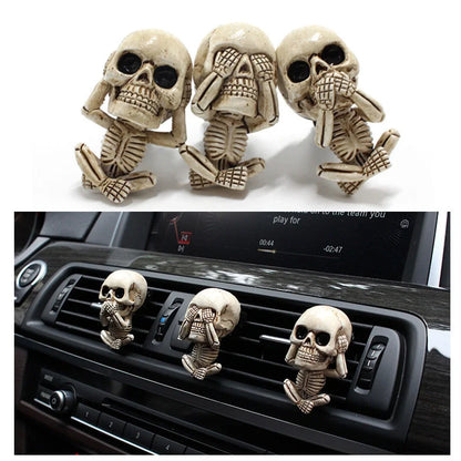 Skull car ornaments with air freshener, European cartoon style ghost head decor
