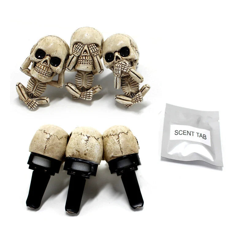 Skull car ornaments with air freshener, European cartoon style ghost head decor