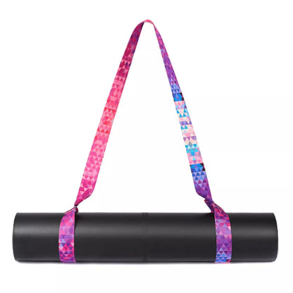 Pure cotton yoga mat strap with colorful gradient binding for secure mat storage