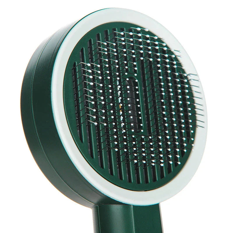 A versatile pet grooming tool with a comb and a built-in UVC sanitizing lamp, designed to gently remove tangles and dirt while sanitizing your pet's coat.