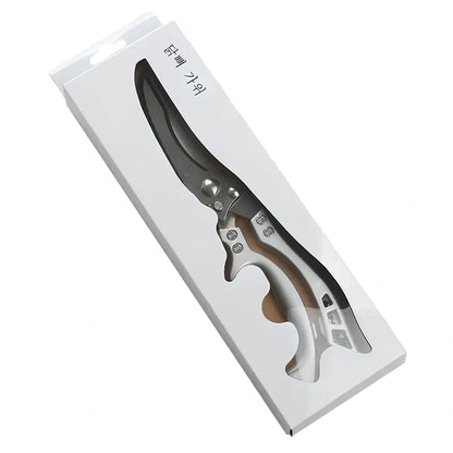 25cm stainless steel chicken bone scissors with brown leather sheath for kitchen meat and fish cutting, 245g weight