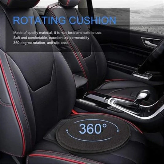 360-degree rotating seat cushion with non-slip base for enhanced mobility and comfort