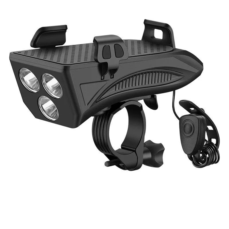 Durable cycling phone holder with built-in 400-lumen flashlight for road safety