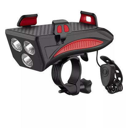 Durable cycling phone holder with built-in 400-lumen flashlight for road safety