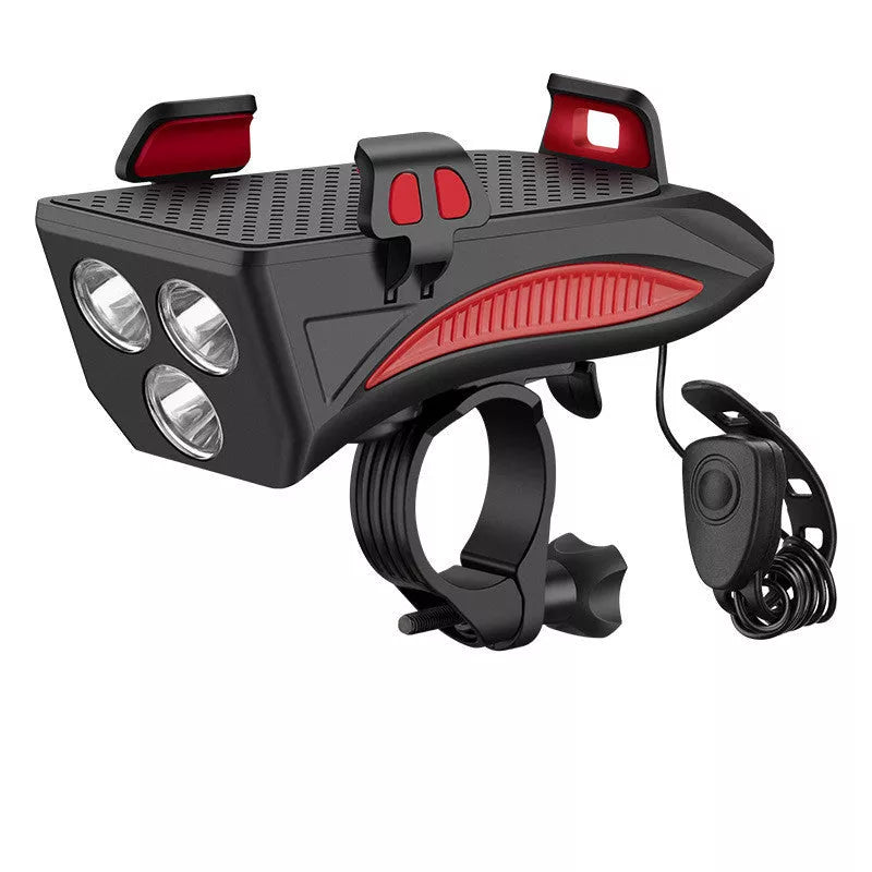 Durable cycling phone holder with built-in 400-lumen flashlight for road safety