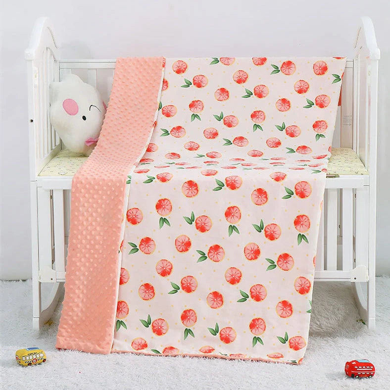 100x158cm cotton baby blanket with colourful cartoon pattern for pram and cot use