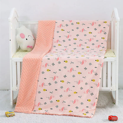 100x158cm cotton baby blanket with colourful cartoon pattern for pram and cot use