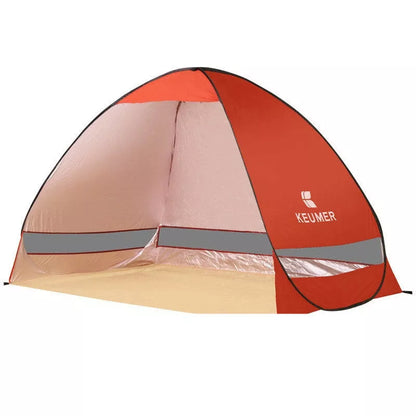 Ultra-light portable folding beach tent in royal blue with quick setup feature