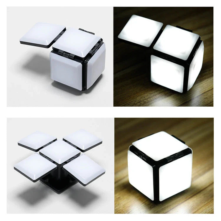 Versatile square LED night light with adjustable brightness and flip-out design for customizable lighting in any room