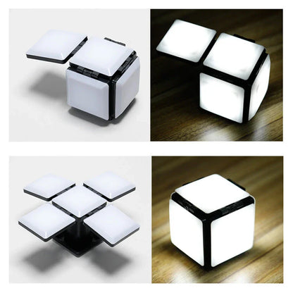 Versatile square LED night light with adjustable brightness and flip-out design for customizable lighting in any room